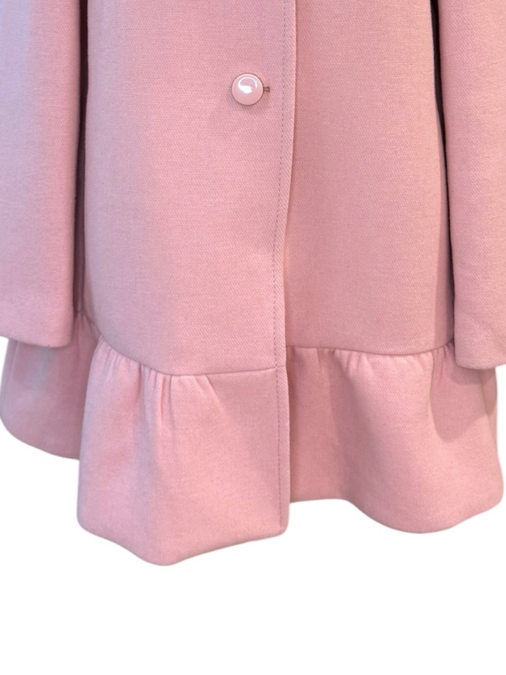 Kate Spade Pink Ruffle Hem Coat Size Large Coquette Balletcore Feminine Spring - Picture 7 of 12